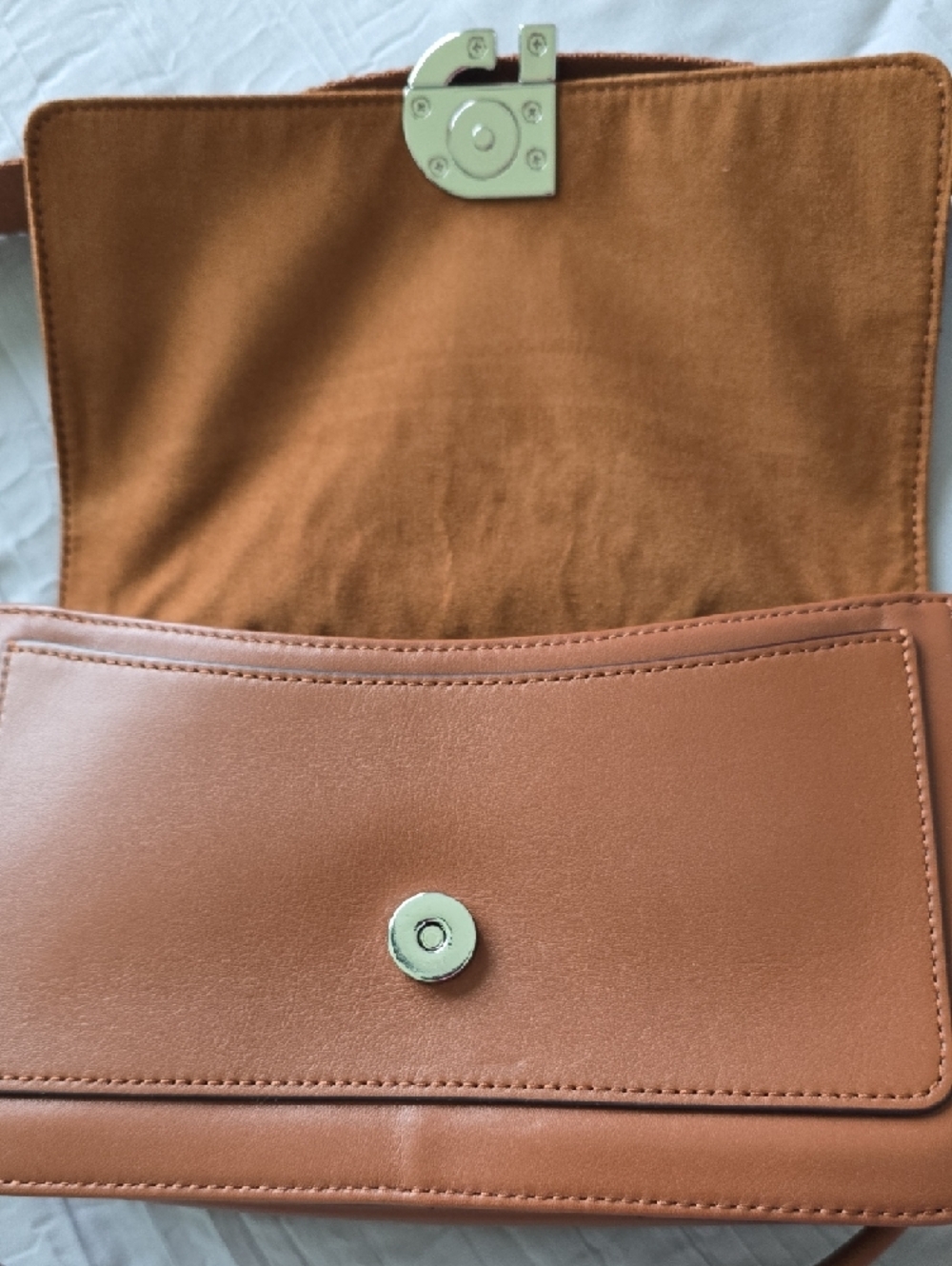 Cole Haan Tan Leather Crossbody with Gold Logo Hardware - Picture 2 of 10